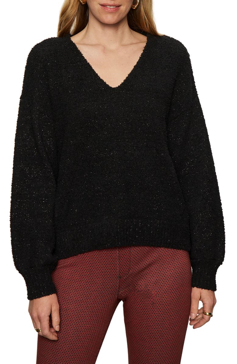 Sanctuary Teddy Shine Sweater, Main, color, Black