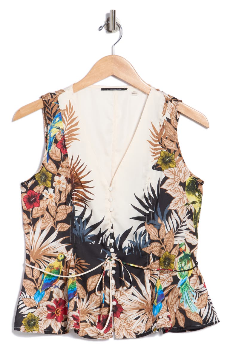 Floral Print Sleeveless Top, Alternate, color, JUNGLE BIRD PRINT