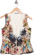 T Tahari Floral Print Sleeveless Top