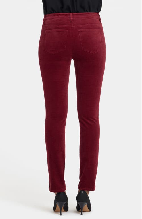 Nydj Sheri Slim Fit Velvet Pants In Burgundy