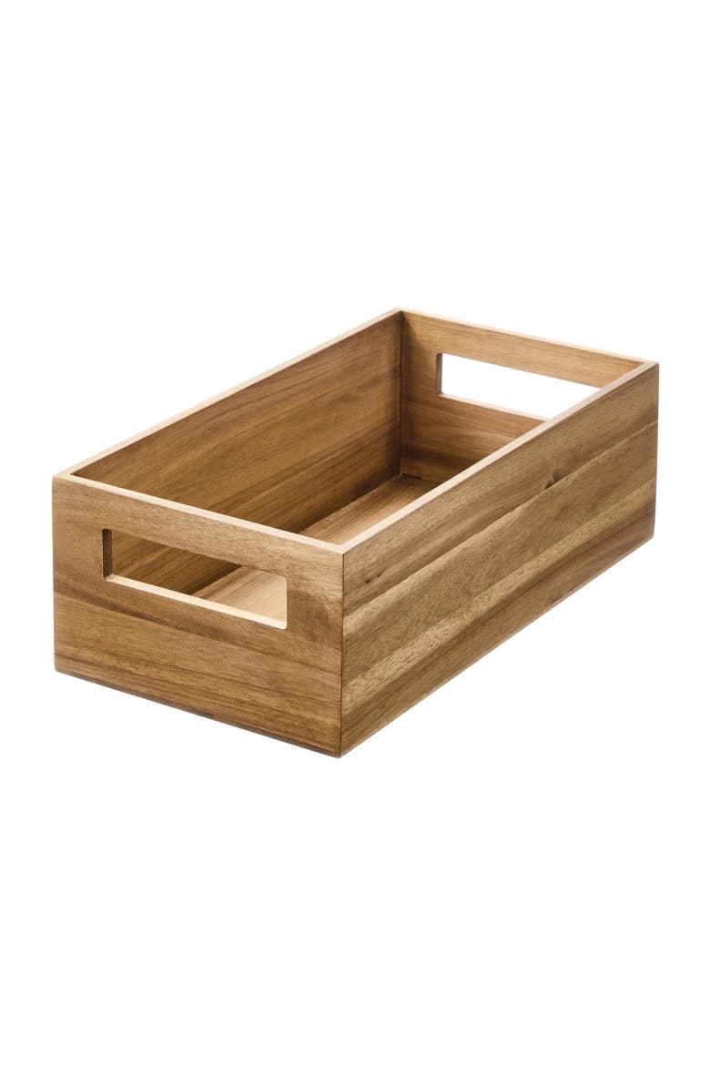 Acacia Wood Pantry Storage Bin with Handles - Natural, Alternate, color, Natural