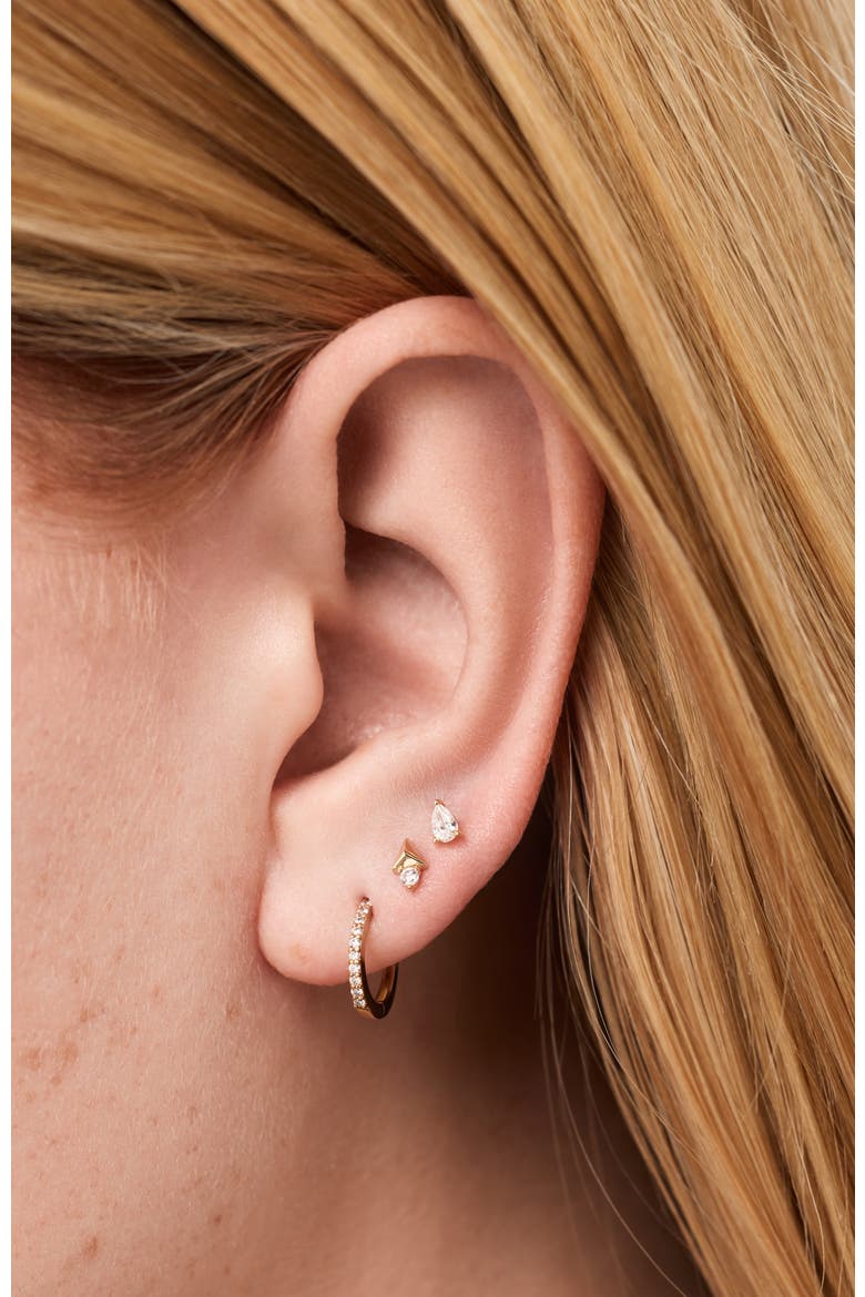 Solid Yellow Gold - Diamond Pyramid Flatback Studs, Alternate, color, Gold