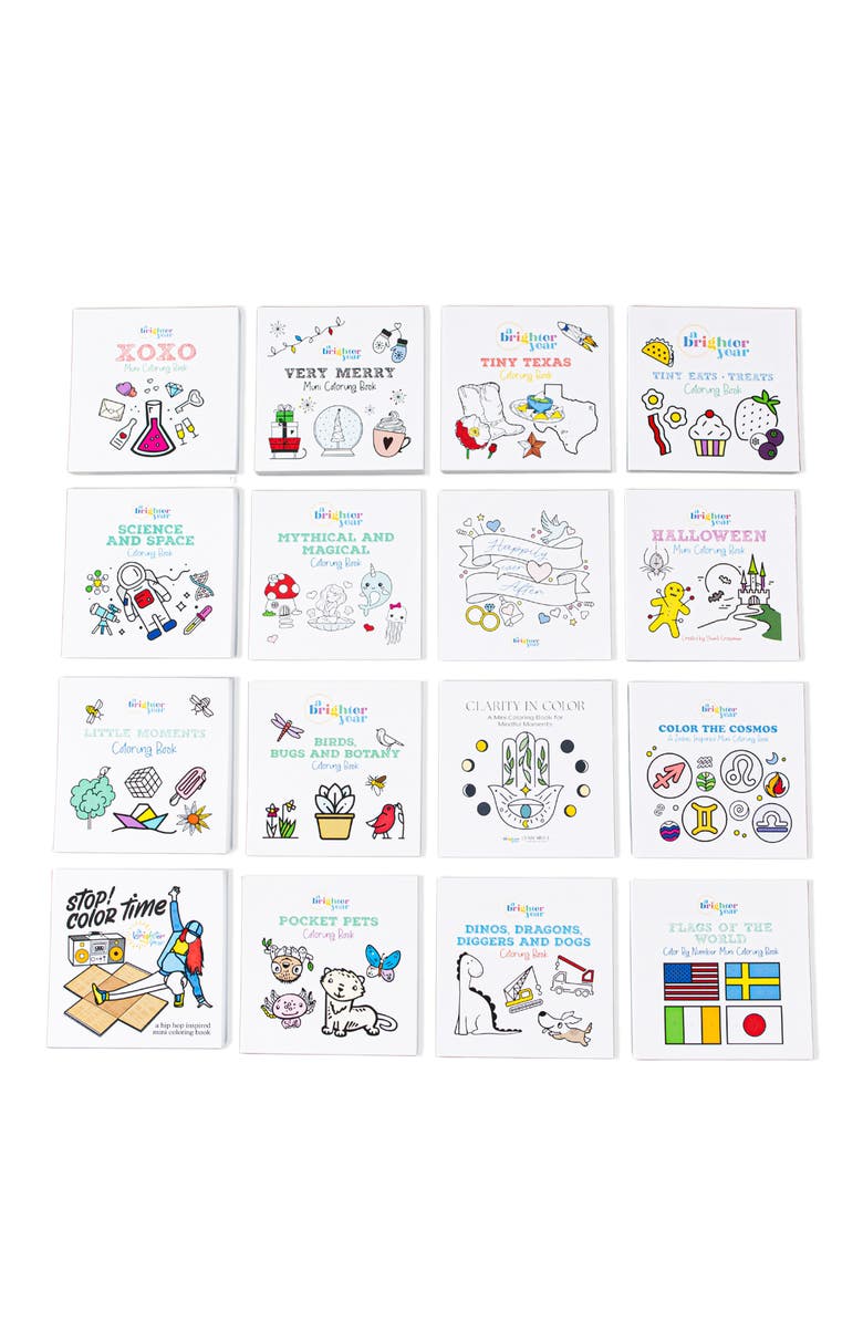 A Brighter Year 16-Piece Mini Adult Coloring Book Set, Main, color, Multicolor