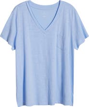 Caslon® Short Sleeve Cotton & Modal V-Neck Pocket T-Shirt
