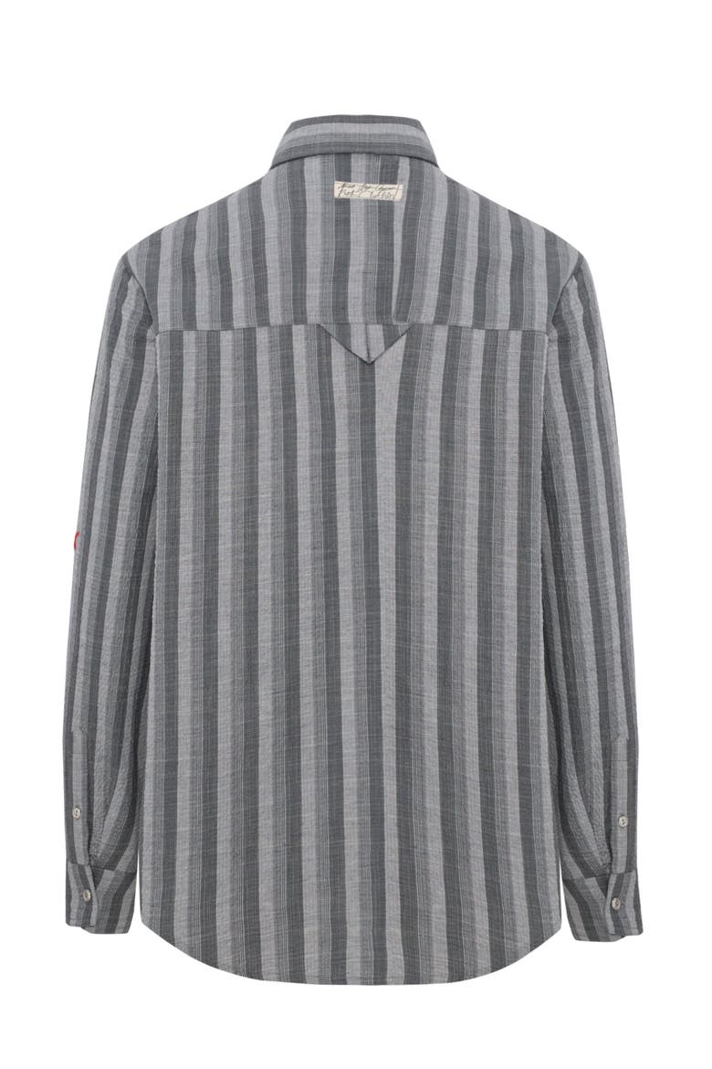 Linen & Cotton Blend Checked Woven Shirt, Alternate, color, grey