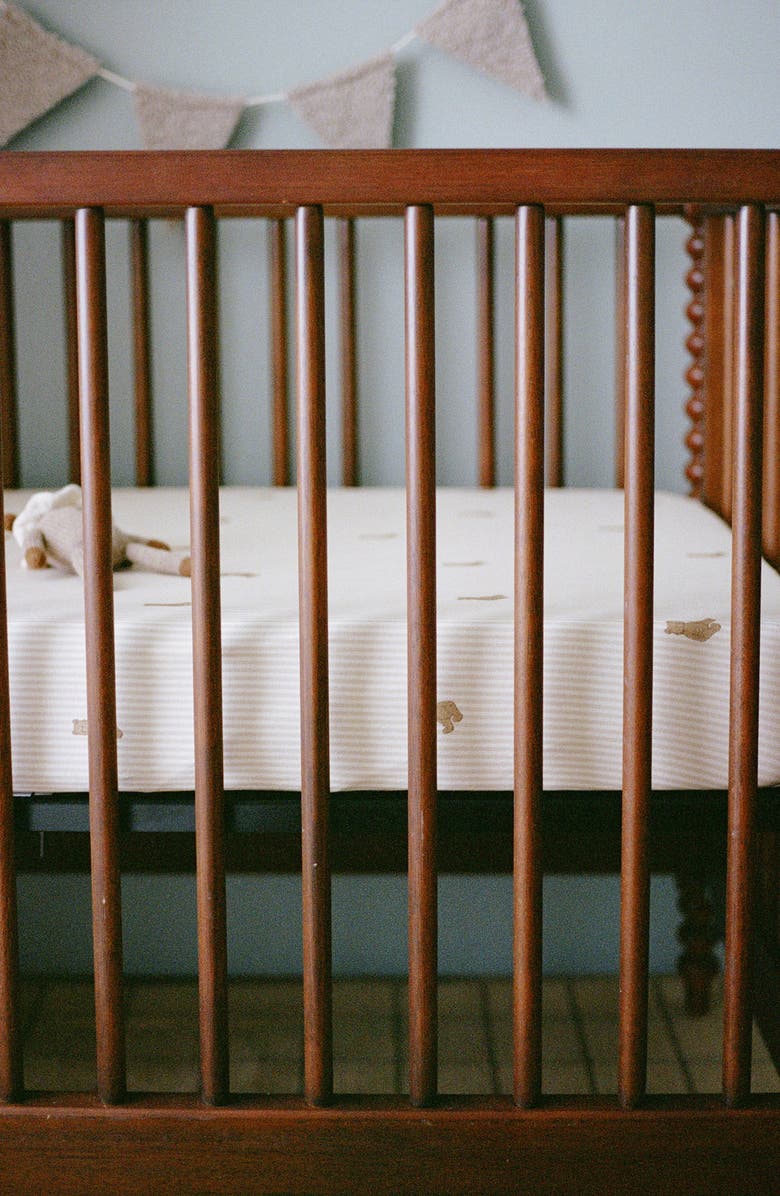 Oilo Print Organic Cotton Crib Sheet, Alternate, color, Eggshell