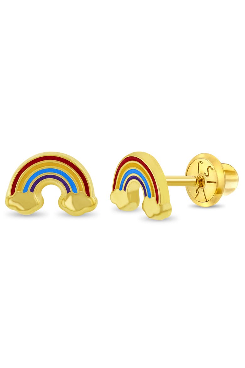 14k Enamel Rainbow Girl Earrings, Main, color, Multi-Color