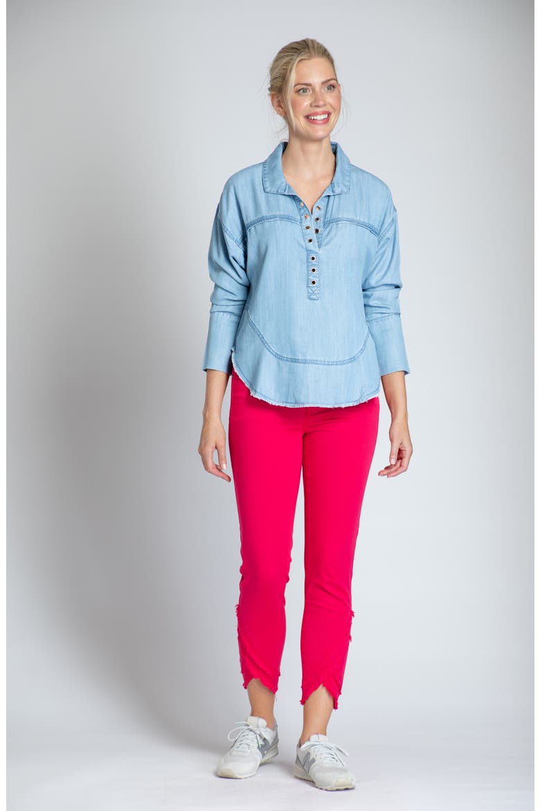 Grommet Henley Chambray Top, Alternate, color, LIGHT INDIGO