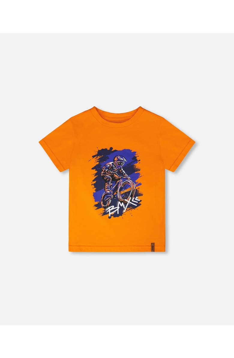 Deux par Deux Organic Cotton Jersey Bmx T-Shirt, Main, color, Orange
