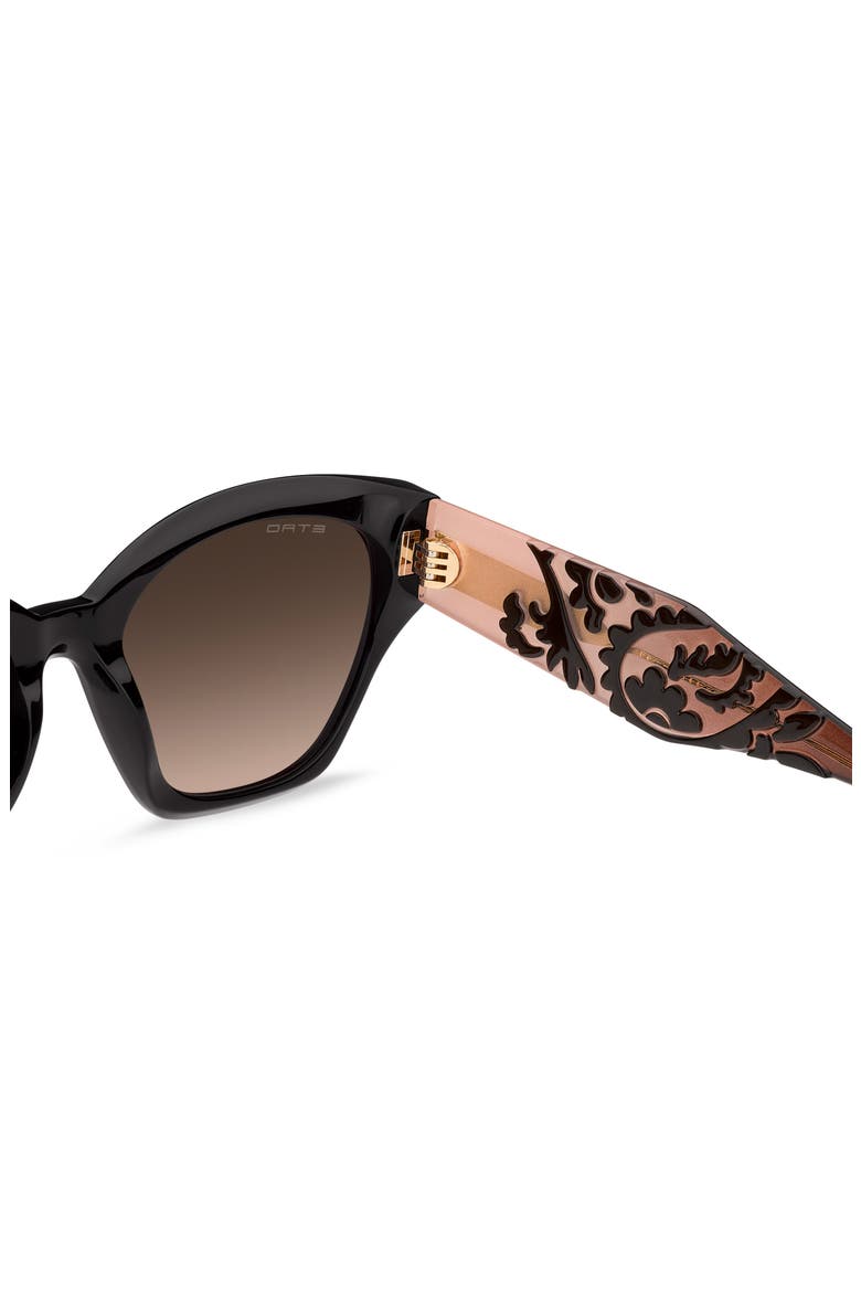 55mm Rectangular Cat Eye Sunglasses, Alternate, color, BLACK BURGUNDY/ BROWN SF