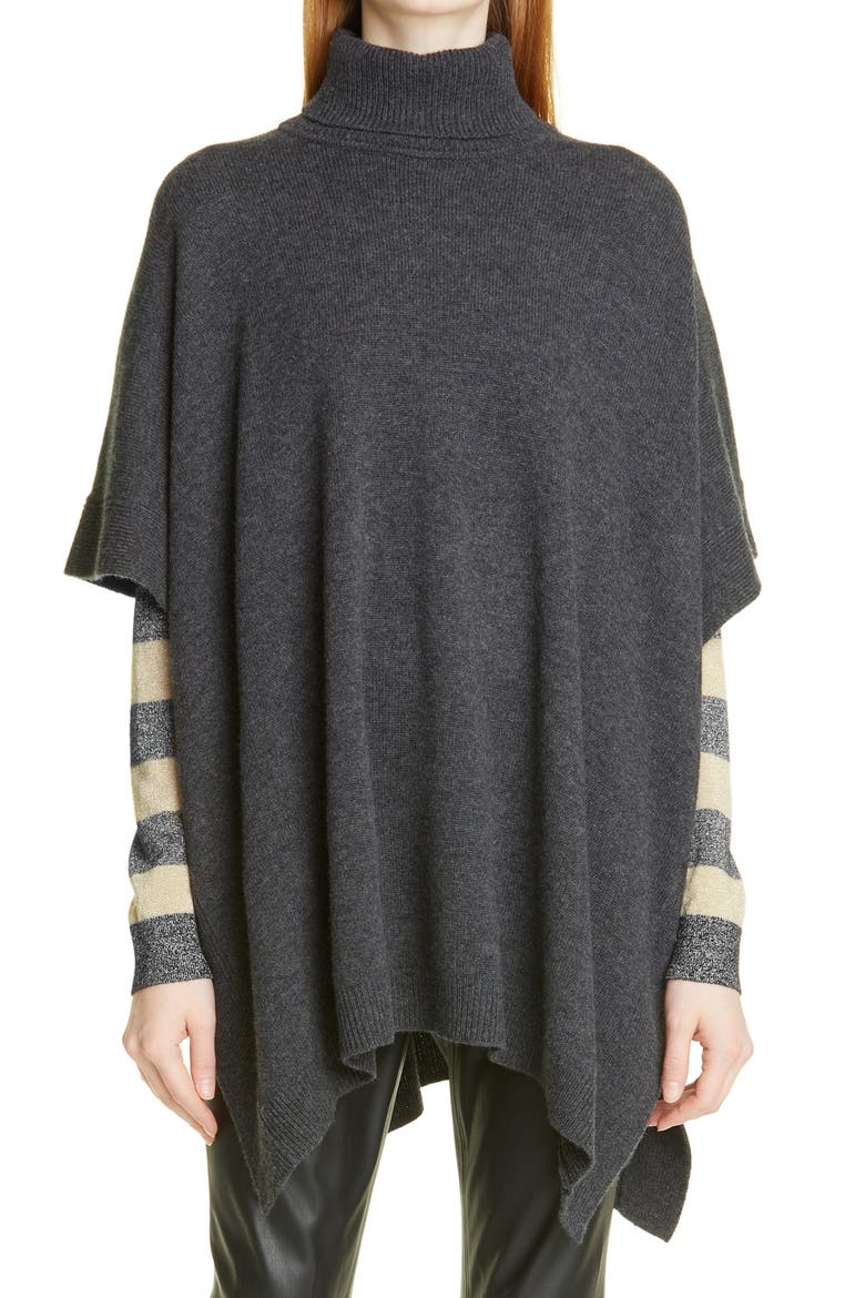 Landera Wool & Cashmere Poncho, Main, color, MED GY