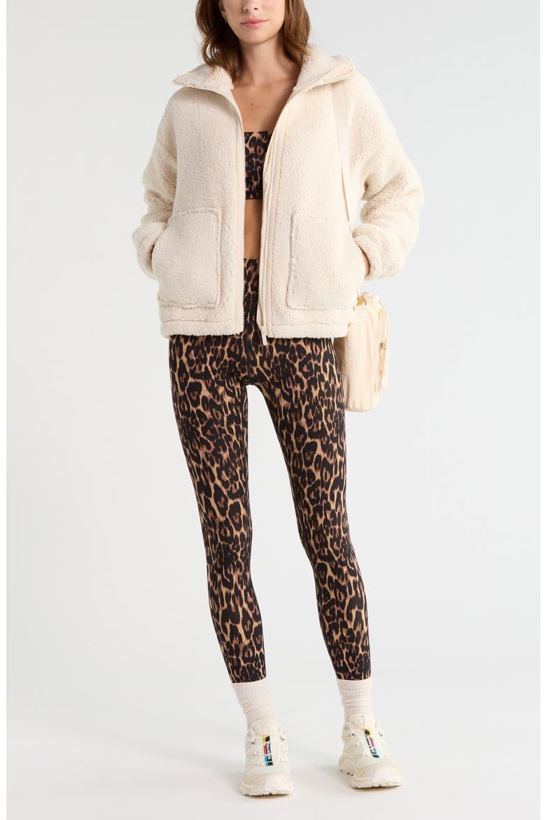 Haven Faux Shearling Zip Front Jacket, Alternate, color, IVORY BIRCH