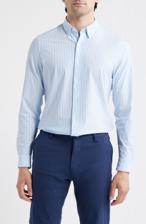 Commuter Slim Fit Stripe Performance Button-Up Shirt