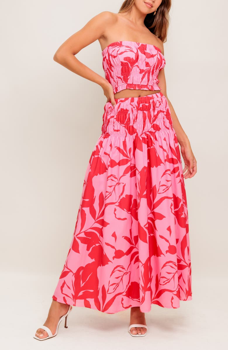 FLYING TOMATO Print Tube Top & Maxi Skirt Set, Alternate, color, 