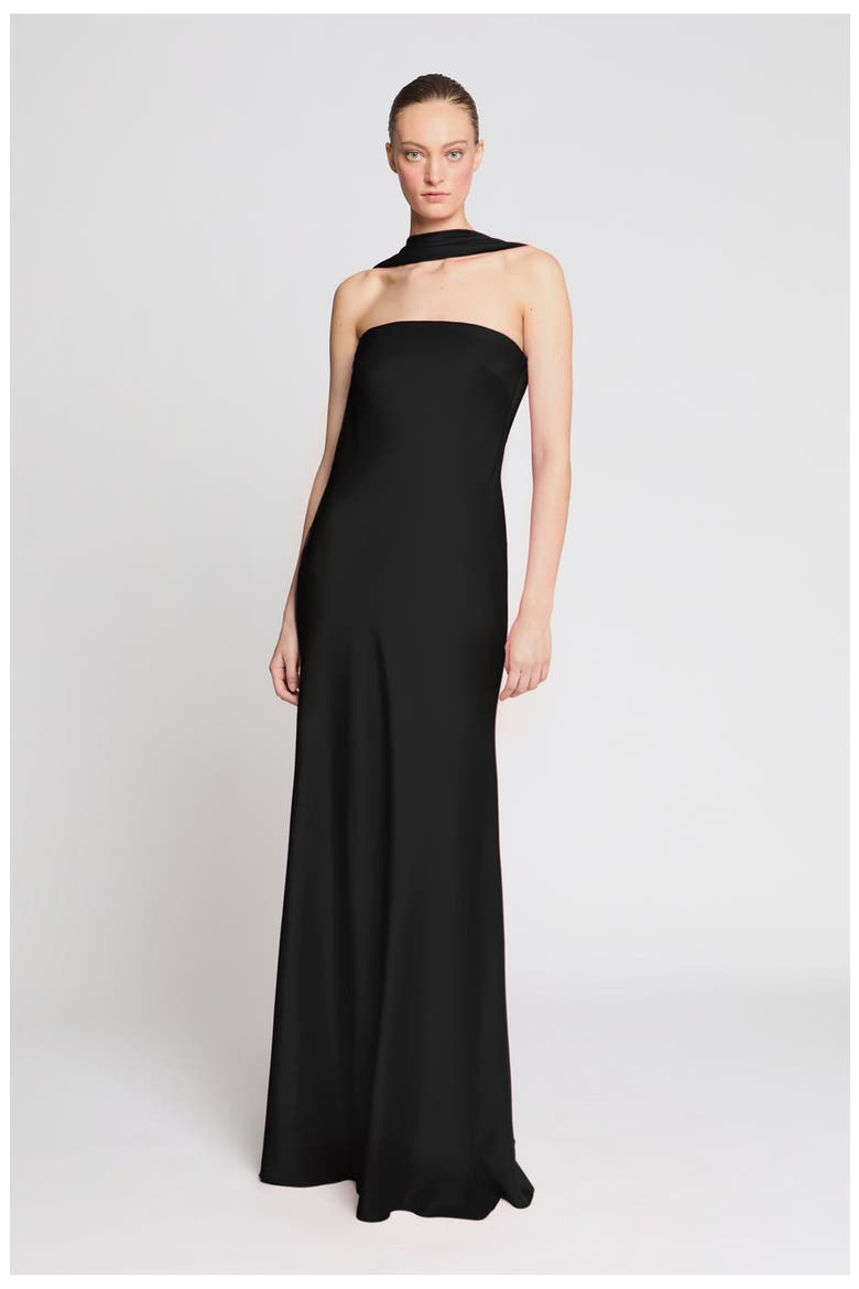 Vali Crepe Gown, Alternate, color, Black