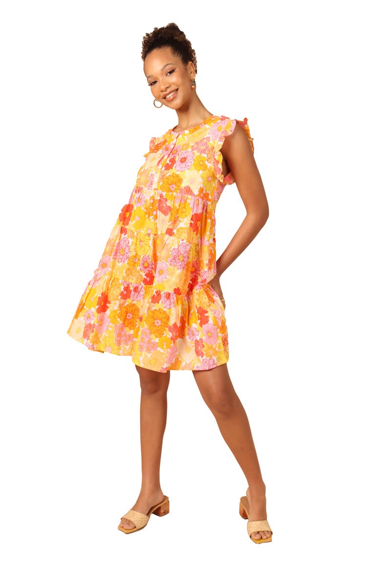 Zuma Floral Cotton Babydoll Dress, Alternate, color, ORANGE