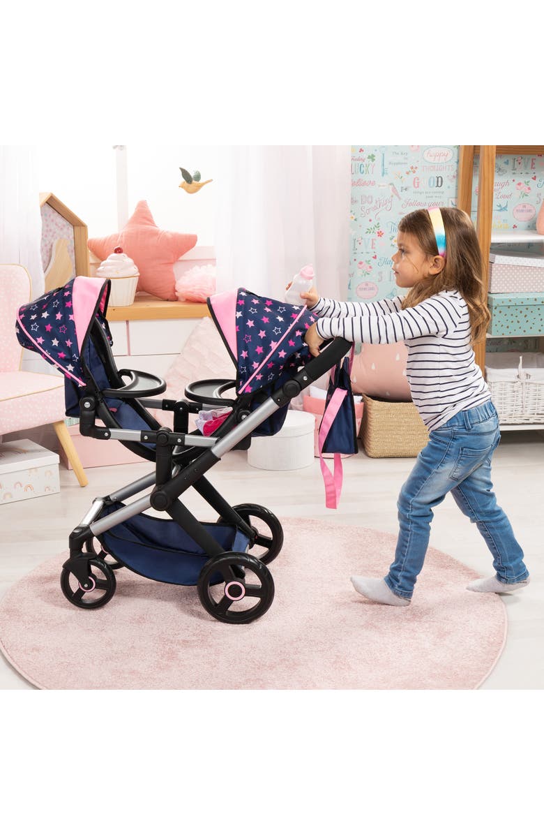 Bayer Design Xeo Twin Pram, Dolls Up To 20 Inches, 3+, Alternate, color, Multicolored