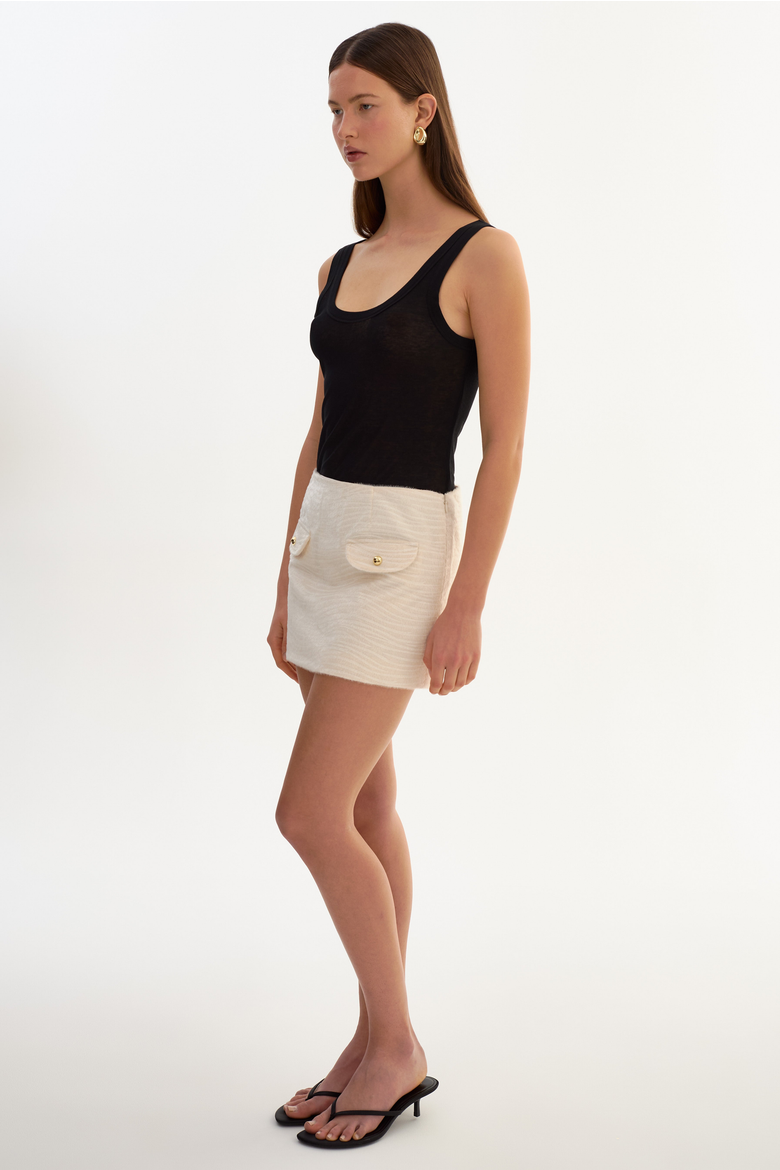 Olexa | Faux Hair Tiger Print Mini Skirt, Alternate, color, Ivory Tiger