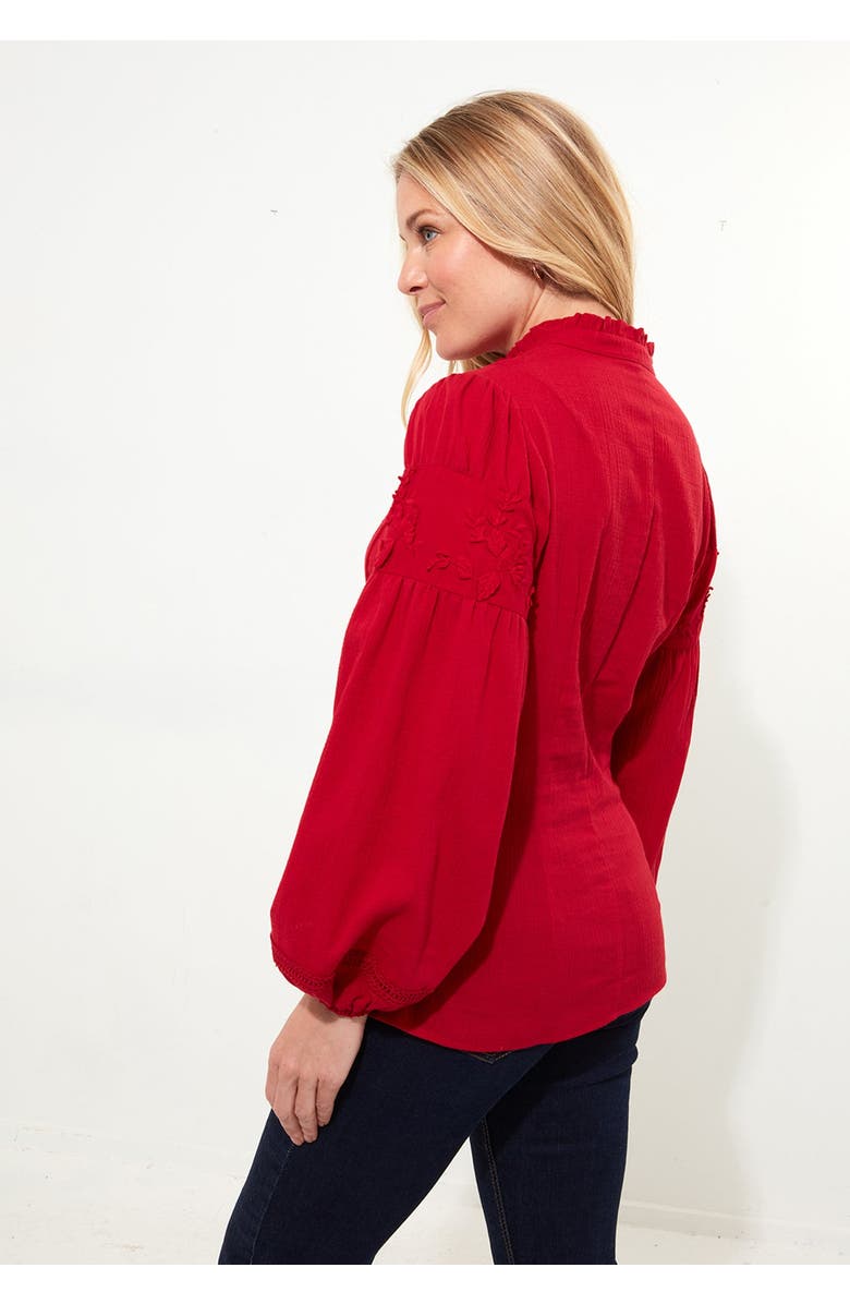 Joe Browns Long Balloon Sleeve Embroidered Blouse, Alternate, color, Classic Red