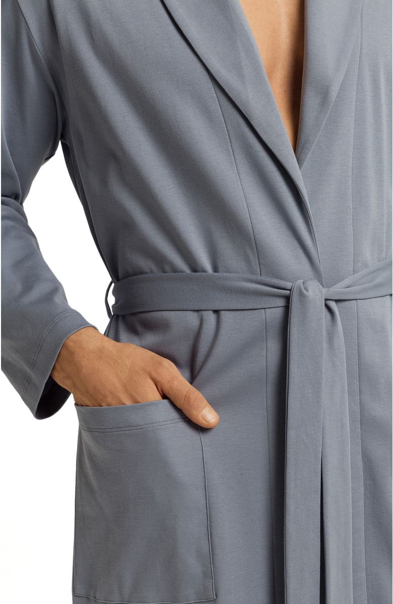 Hanro Night And Day Shawl Collar Cotton Robe, Alternate, color, Cliff Grey