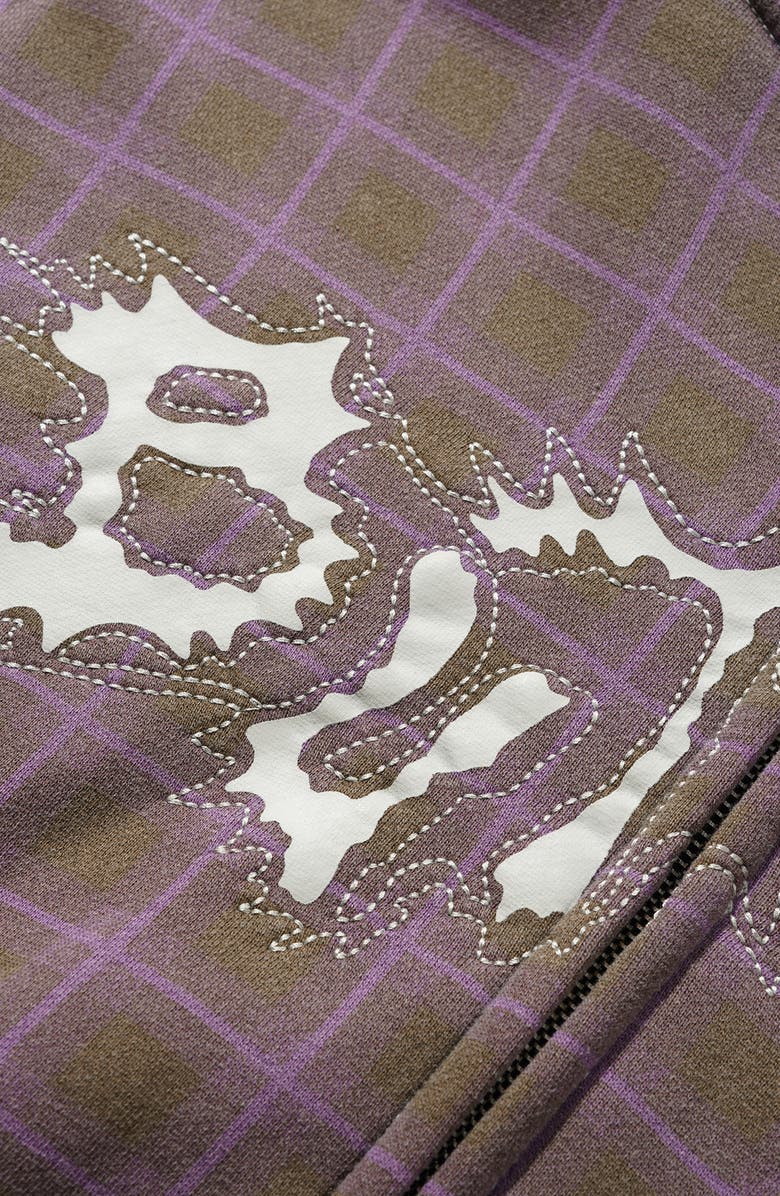 Butter Goods Eruption Logo Zip Hoodie, Alternate, color, Brown Plaid