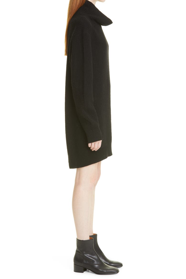 Pierce Cowl Neck Long Sleeve Cashmere Sweater Dress, Alternate, color, BLACK