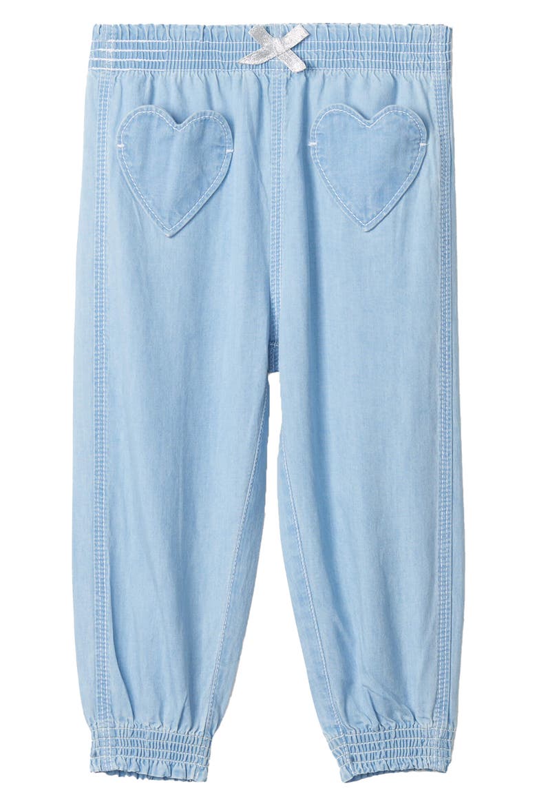 Heart Patch Pocket Cotton Chambray Joggers, Main, color, BLUE