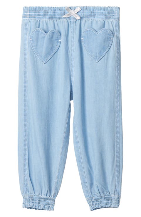 Heart Patch Pocket Cotton Chambray Joggers (Baby)
