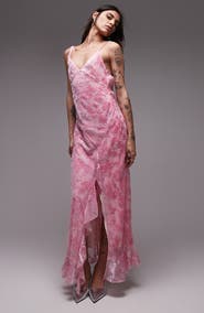 Topshop Floral Burnout Velvet Maxi Dress