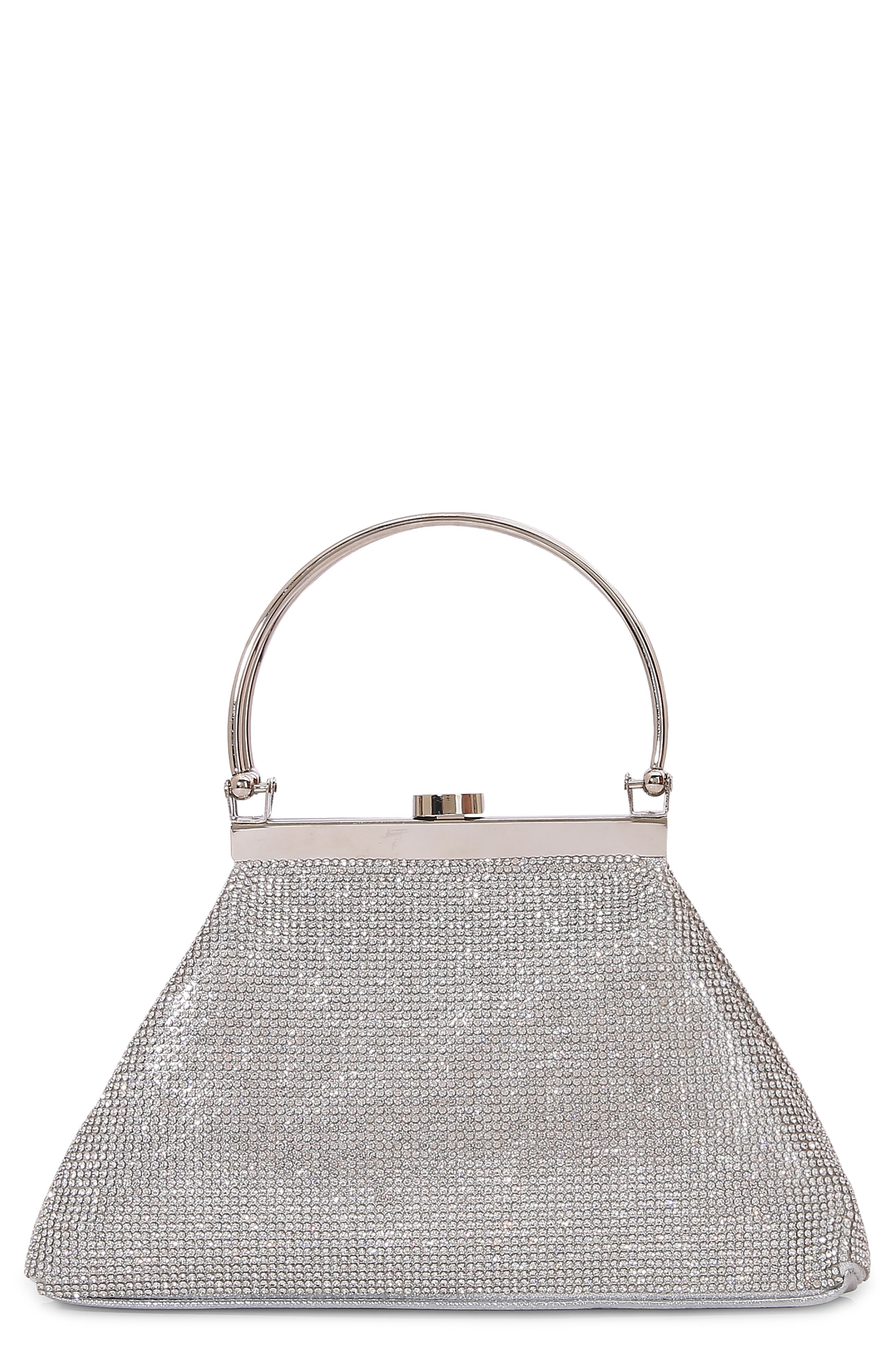 Rhinestone Triangle Bag, Main, color, SILVER