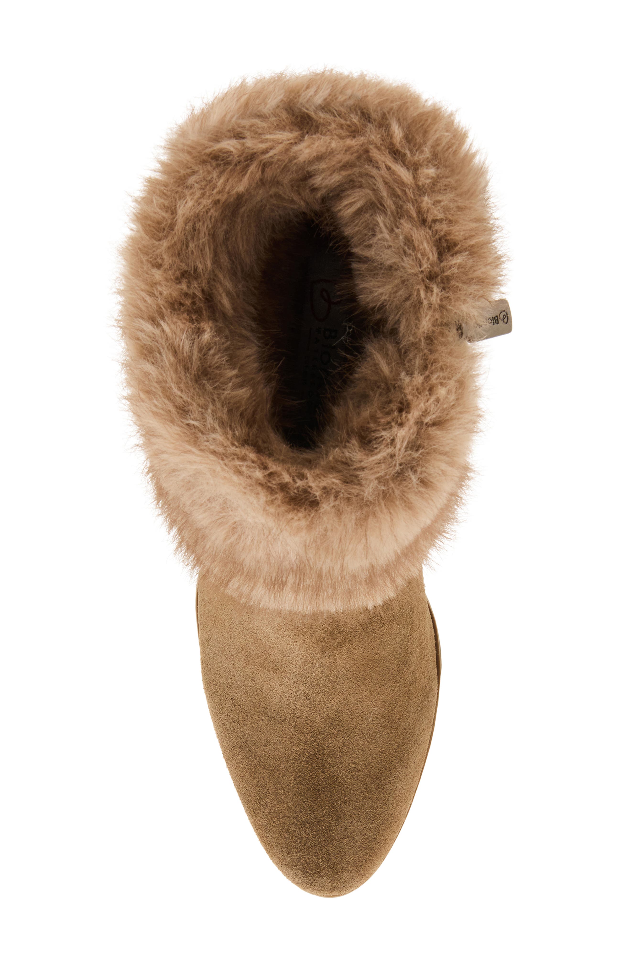 Hinata Water Resistant Faux Fur Leather Bootie, Alternate, color, TAUPE SUEDE/ FAUX FUR