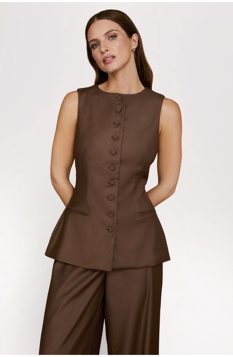 Six Stories Tailored Waistcoat, Main, color, Chocolate