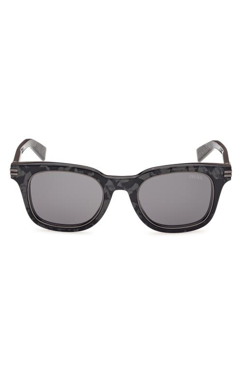 Zegna 50mm Rounfd Sunglasses In Black
