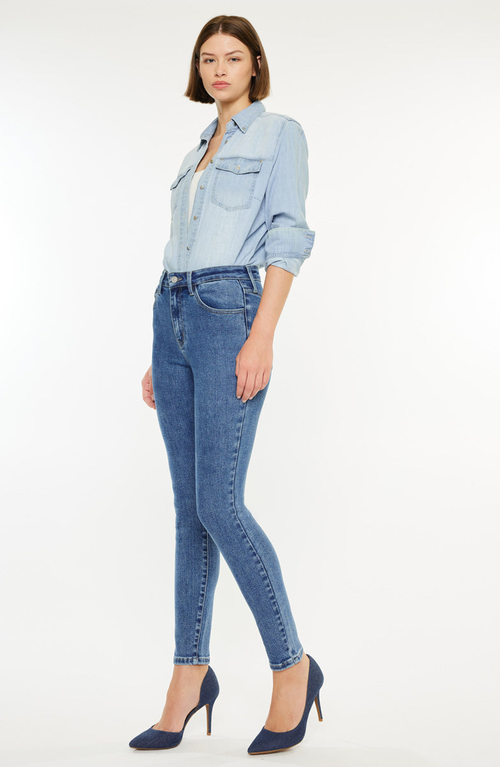 Kancan Bev High Rise Ankle Skinny Jeans In Medium Wash