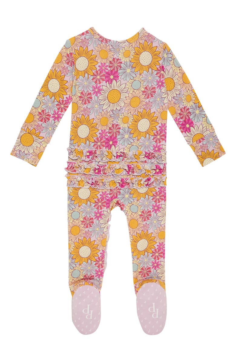 Posh Peanut Rosalinda Ruffle Fitted Footie Pajamas, Alternate, color, 