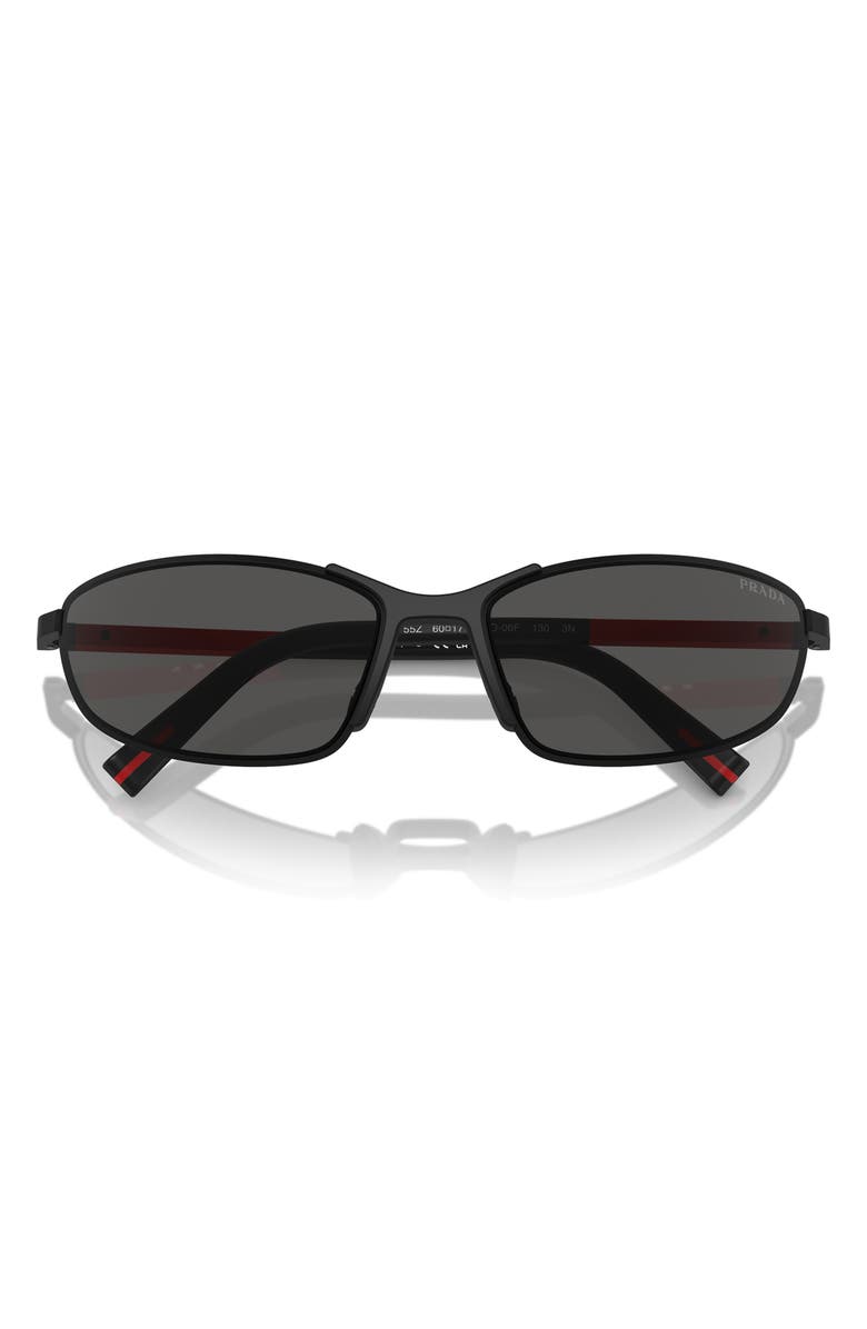 Prada Linea Rossa 60mm Irregular Sunglasses, Alternate, color, Matte Black
