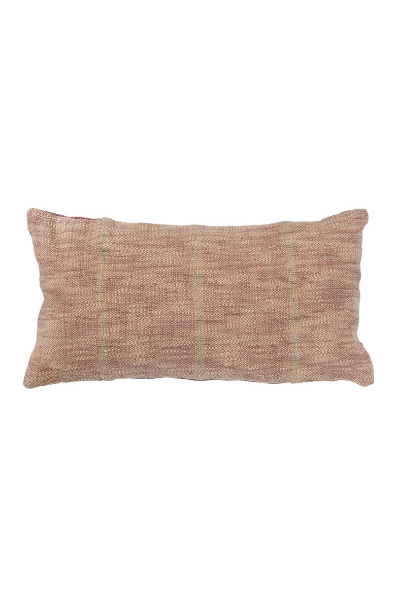 Woven Cotton Blend Lumbar Pillow, Rust, Main, color, Orange