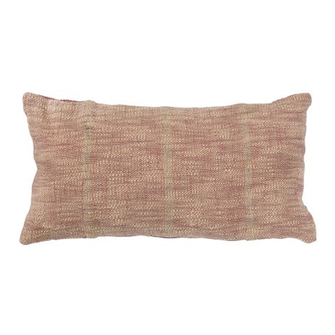 Woven Cotton Blend Lumbar Pillow, Rust