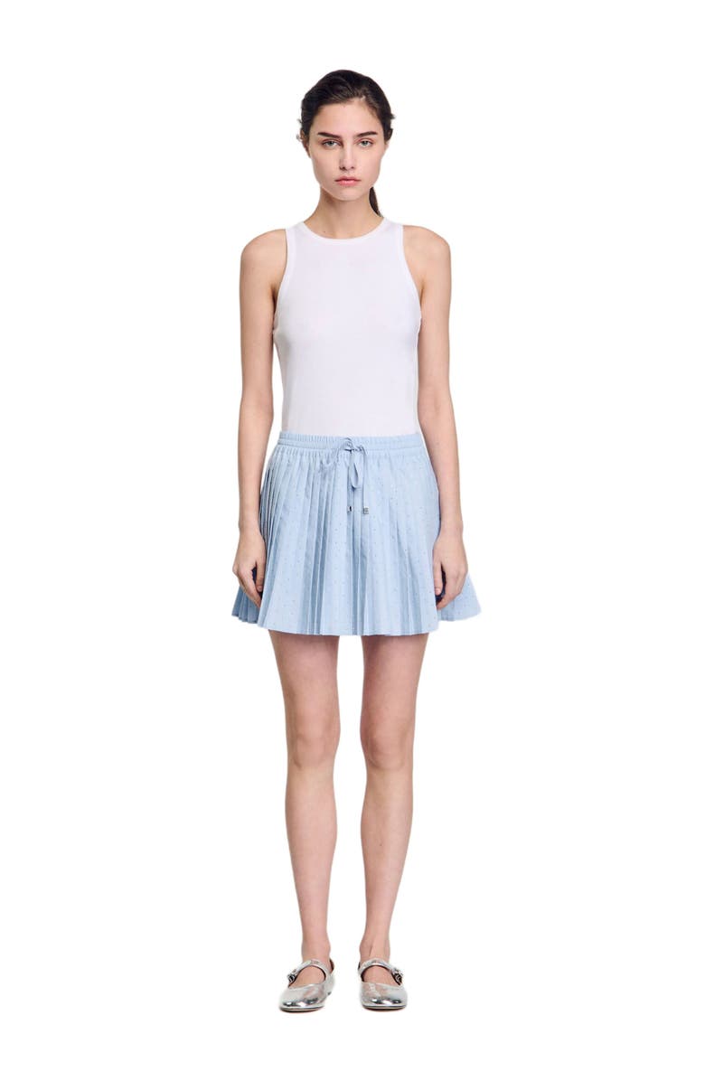 SANDRO Short pleated rhinestone skirt, Alternate, color, Sky Blue