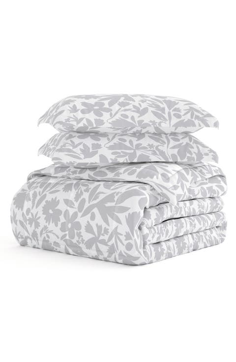 HOME SPUN Premium Down Alternative Abstract Garden Patterned Comforter Set