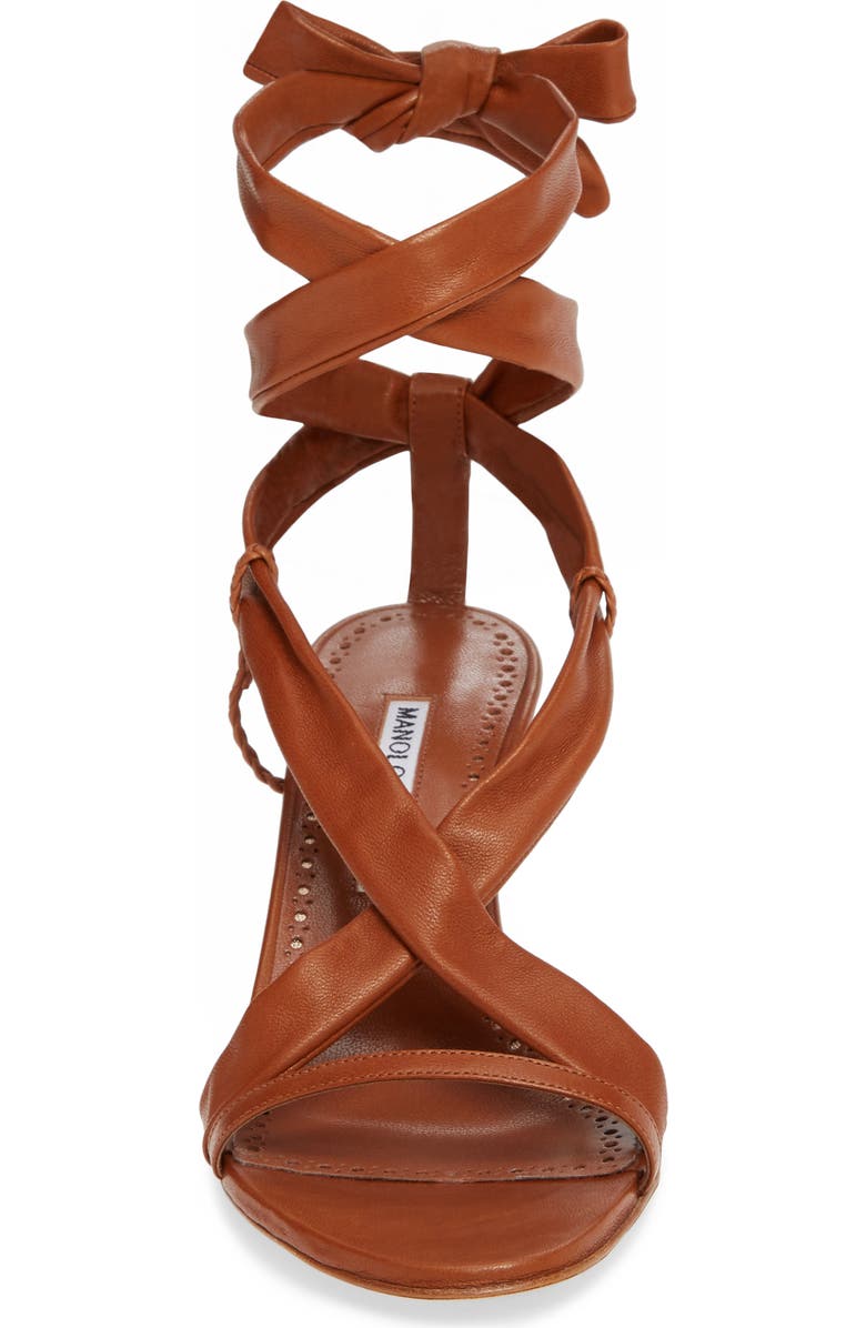 Manolo Blahnik Tor Ankle Wrap Sandal, Alternate, color,