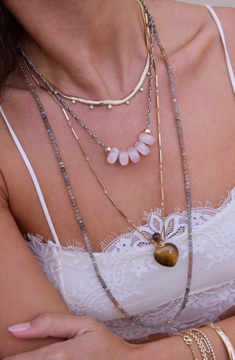 Zoë Chicco Quartz Paracord Necklace, Alternate, color, 14K Yellow Gold / Rose Quartz