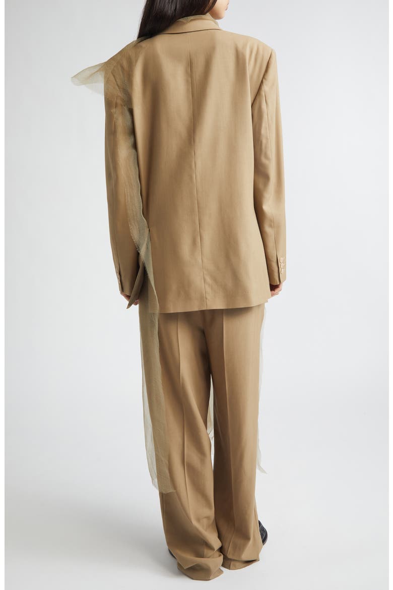 Piccolo Paradiso Organza & Wool Jacket, Alternate, color, BEIGE
