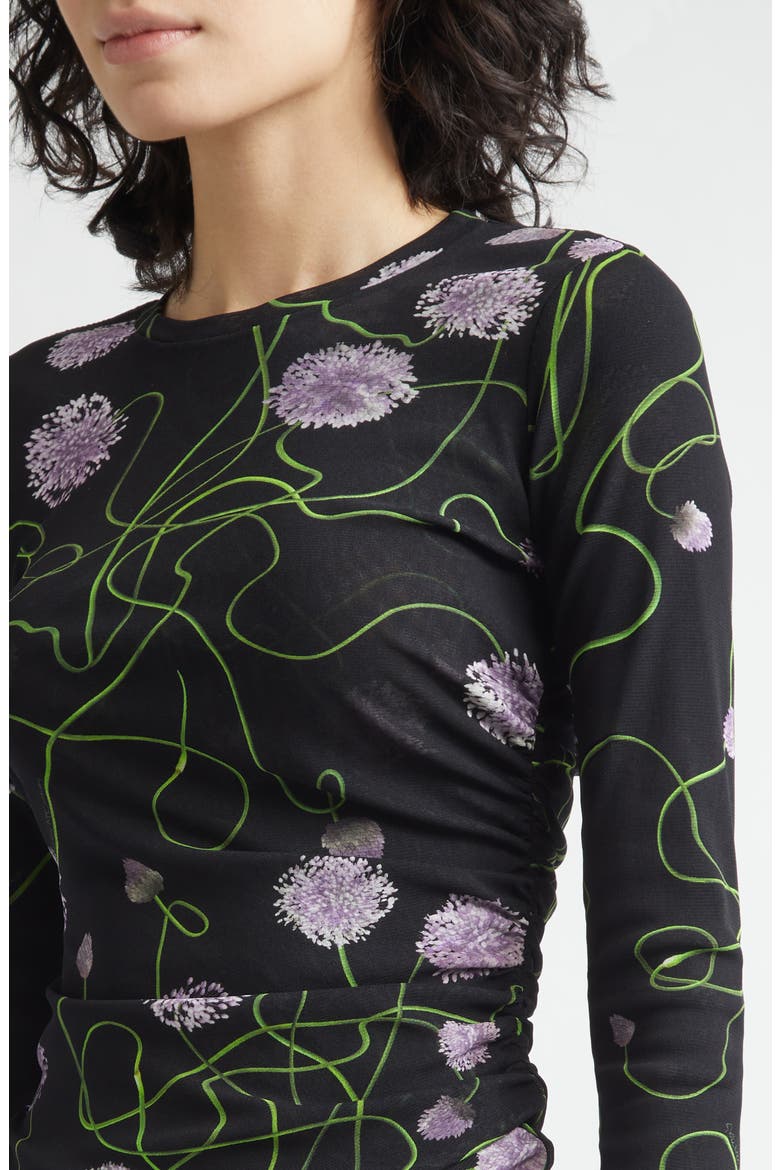 Twisted Floral Mesh Top, Alternate, color, BLACK MULTICOLOR