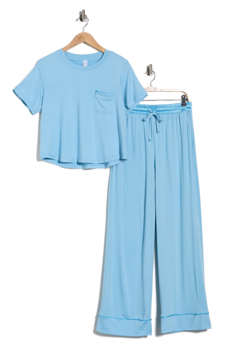 YOGALICIOUS Rebalance Boxy Crop Long Pajamas, Alternate, color, Morning Dew