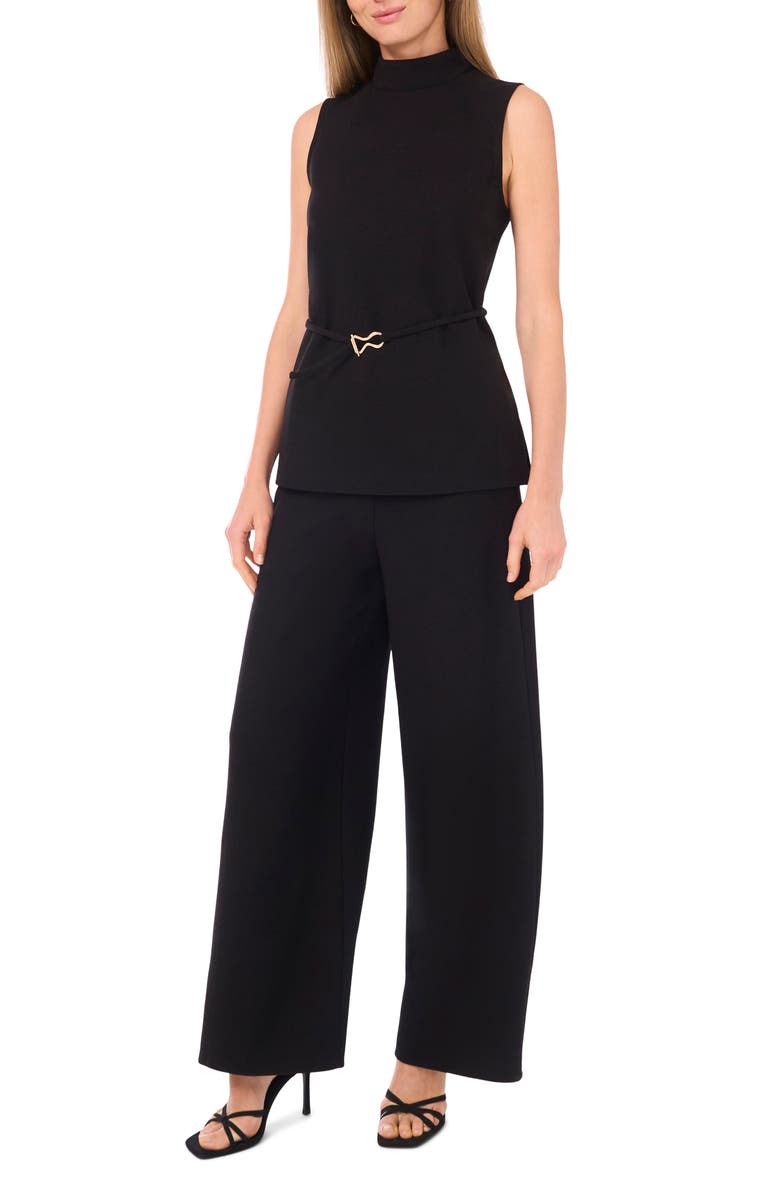 Vince Camuto Wide Leg Pull On Pants, Alternate, color, Rich Black