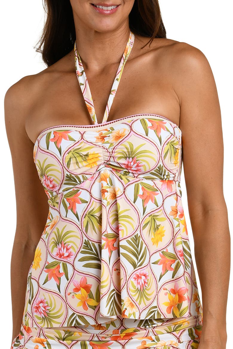 Palm Halter Tankini Top, Main, color, WHITE MULTI
