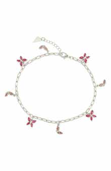 Sterling Forever Caria Cubic Zirconia Butterfly Anklet