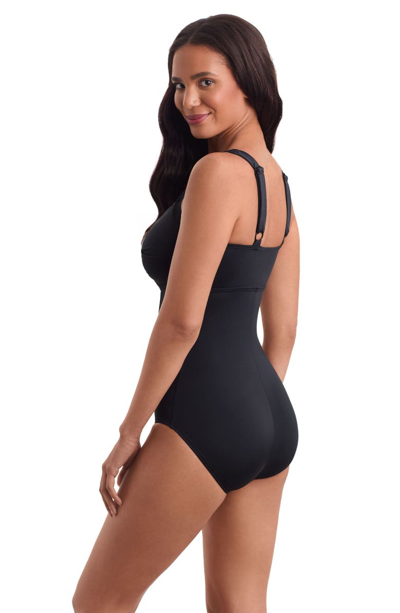 ShapeSolver Sport Twist Bra Tank Chlorine Resistant One-Piece Swimsuit, Alternate, color, Black