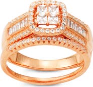 FZN Sterling Silver & Lab Grown White Sapphire Ring & Eternity Band